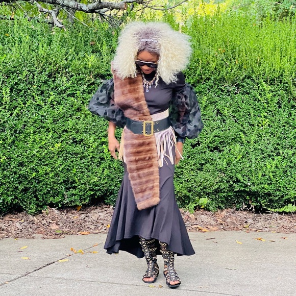Designer Custom sable color mink fur Stole Shawl Wrap OS  7.7x 7.5\